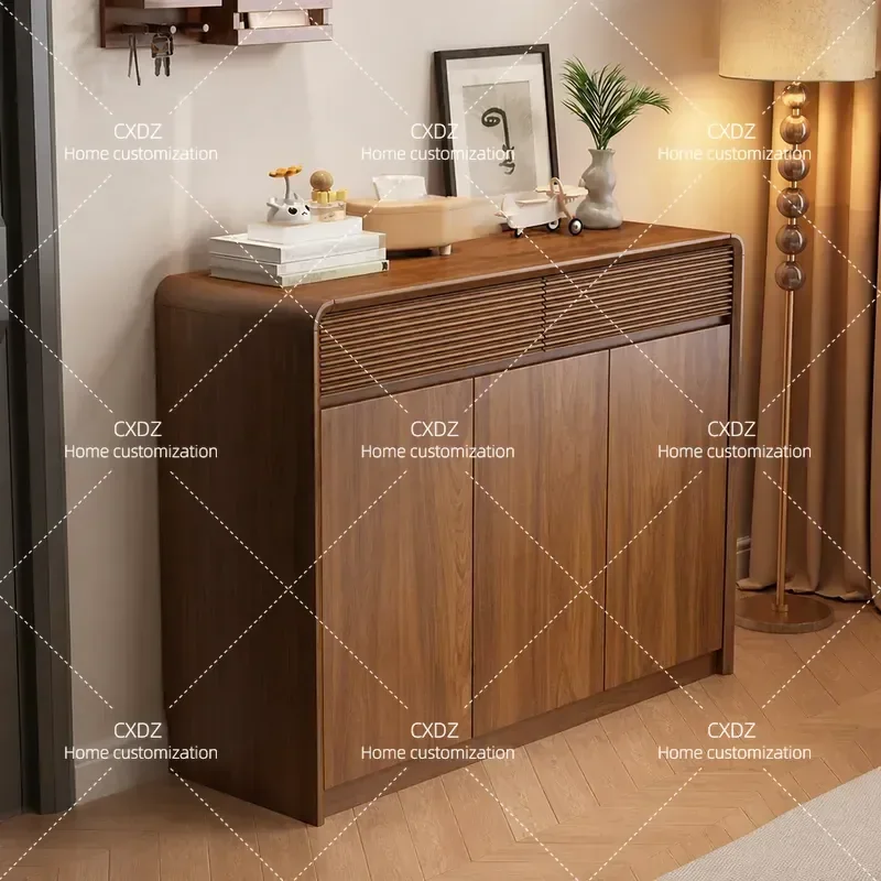Solid Wood Thickened Shoe Cabinet Large Capacity Entrance Storage Cabinet Wall Mounted Cabinet For Home