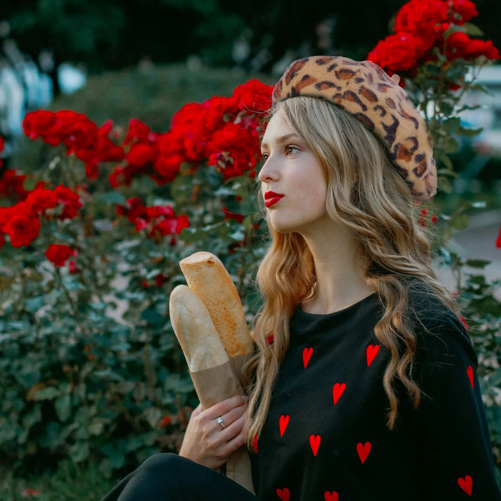

French Style Beret Hats for Women Leopard Print Rabbit Furry Khaki Breathable Sunshade Autumn Trendy Fashion