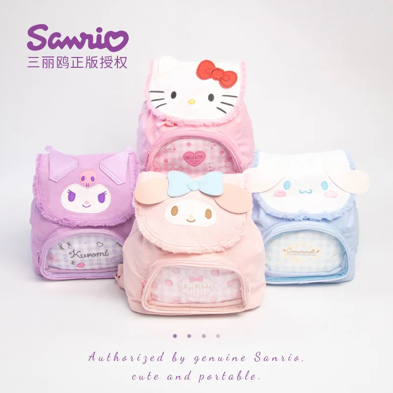 

Аниме Hello Kitty Kuromi большой вместительности студенческий школьный рюкзак My Melody Cinnamoroll милый портативный холщовый рюкзак подарок на праздник