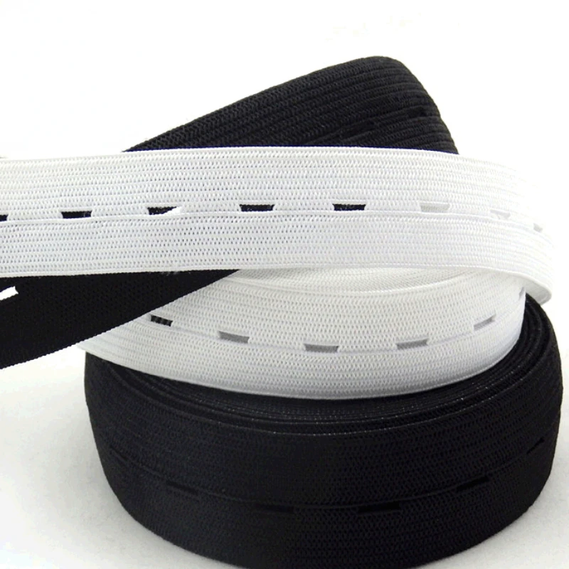 5meters Elastic Bands White Black Nylon Highest with Hole Elastic Webbing DIY Craft Sewing Garment Trousers Accessories