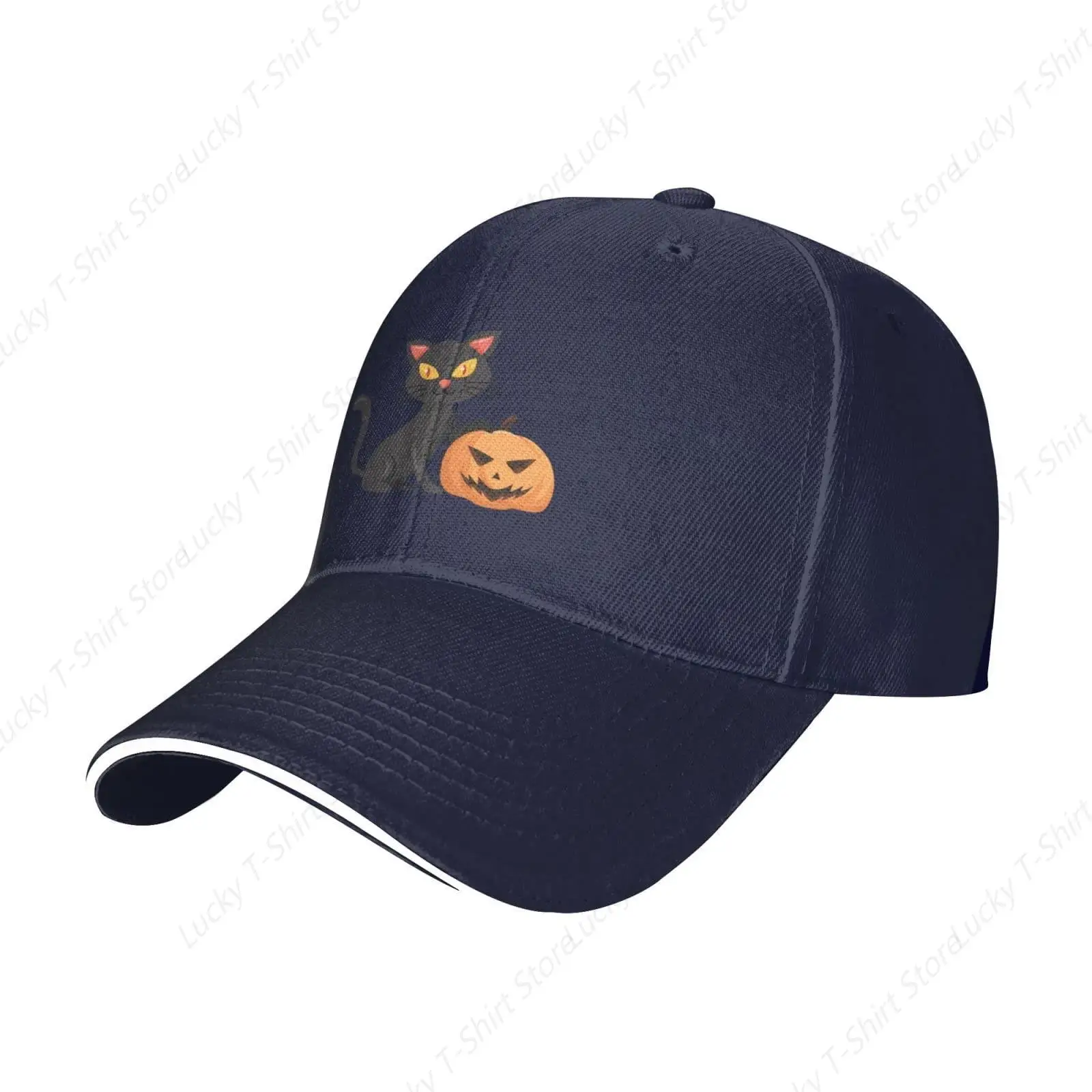 Halloween Black Cat and Pumpkins Baseball Cap for Men Women Adjustabl Unisex Golf Dad Hat