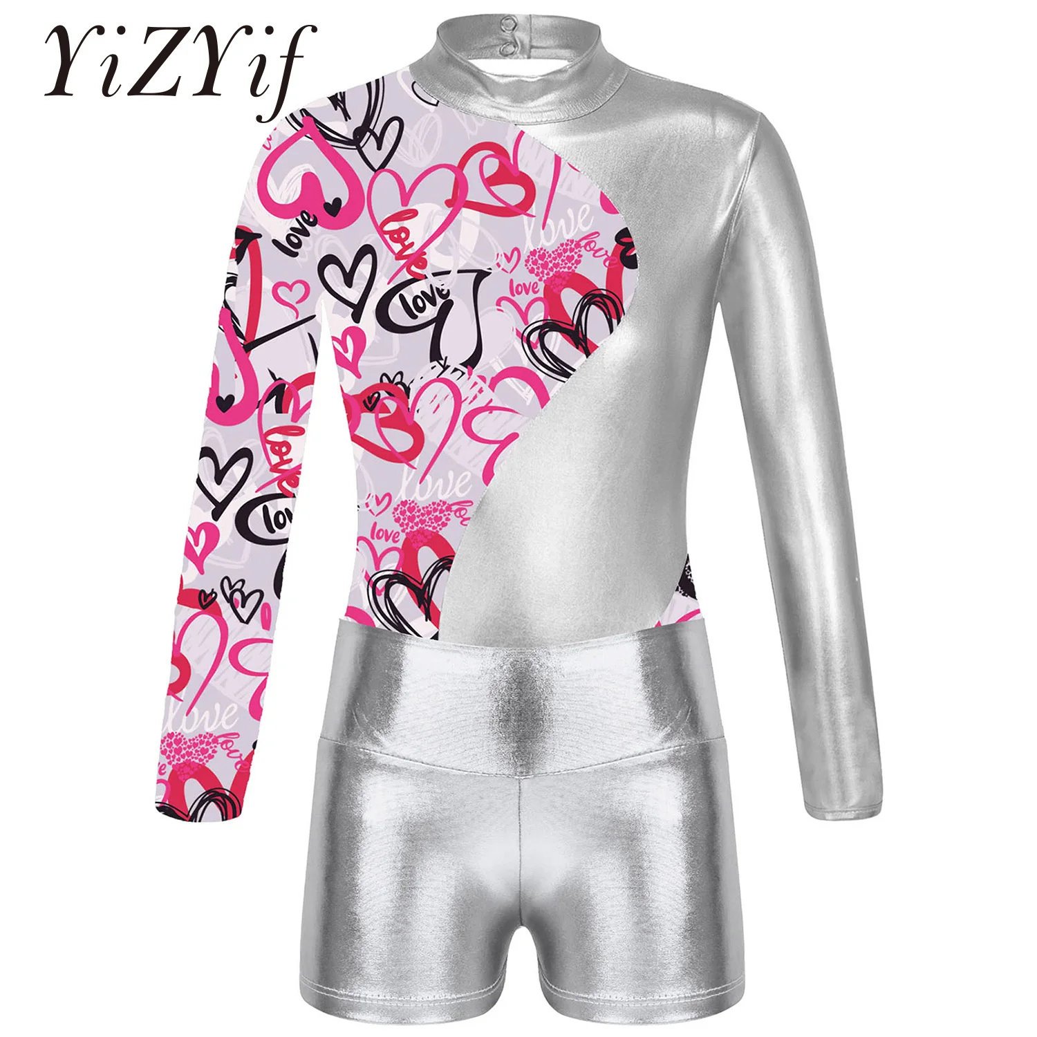 Kids Girls Long Sleeve Leopard Gymnastics Leotard+Shorts Children Ballet Dance Outfits Gymnastics Training Competition Dancewear