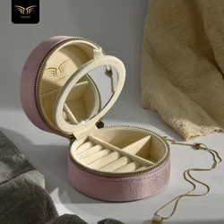 TAIMY Plush Velvet Travel Jewelry Box Ring Earring Storage Box Portable Cosmetic Case Birthday Gift Free Custom Logo Wholesale