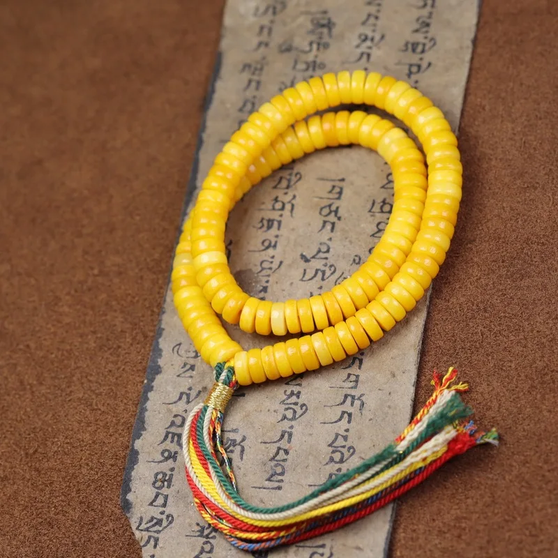 Natural beeswax pigment bead prayer pill-shaped beads DIY handheld