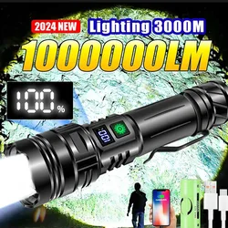 High Power GT10 LED Flashlight Type-C USB Rechargeable Long Range Tactical Torch Strong Light  Outdoor Super Bright Flash Light