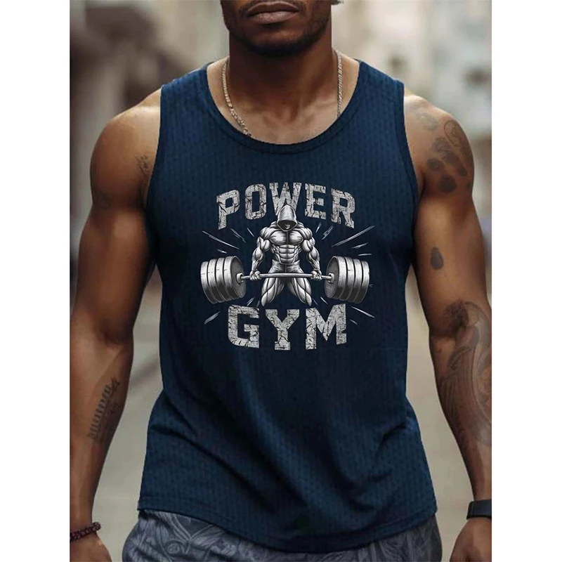 Power Gym Graphic Tank Top For Men A Must-have Vest For Fitness Enthusiasts Loose Breathable Sleeveless Shirt Street Y2k Vest