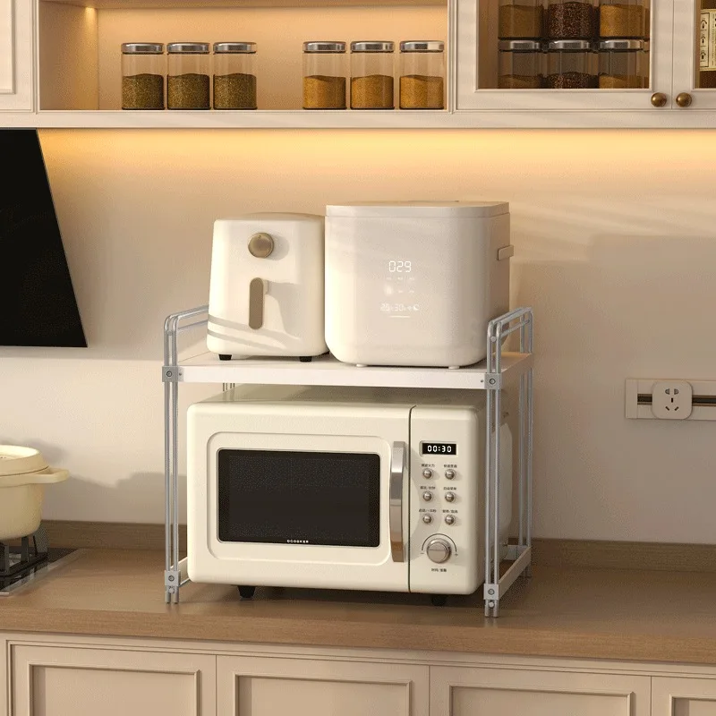 New Stainless Steel Kitchen Microwave Oven Rack Countertop Integrated Multi-functional Household Oven Rice Cooker Storage Rack