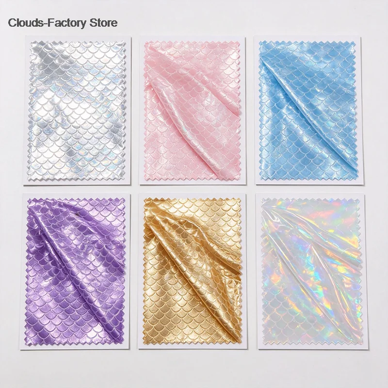 150*100cm Rainbow Sparkly Scale Mermaid Fabric Hologram Spandex 2 Way Stretch fabric  skirt tail swimwear stage cosplay costume