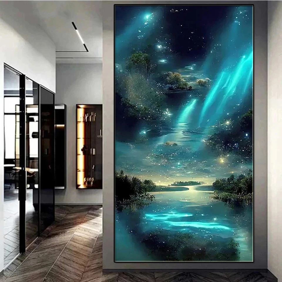 

Aurora Borealis 5D Diamond Painting Fantasy Snow Landscape Diamond Mosaic Painting Full Square Round Drill Embroidery Home Decor