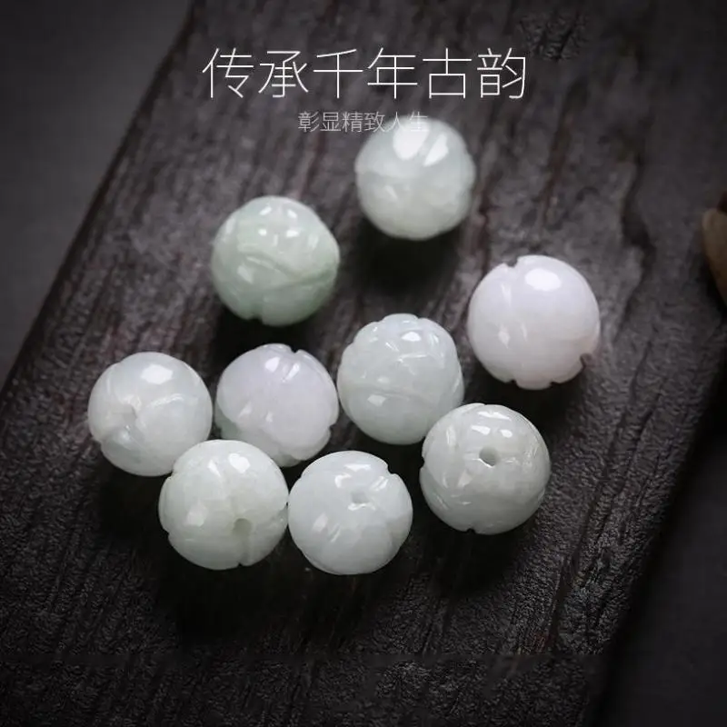 Myanmar Grade A Jadeite Burma Jade Lotus Flower Beads For Jewelry Making Diy Bracelet Charms Necklace Pendant Earring Accessorie