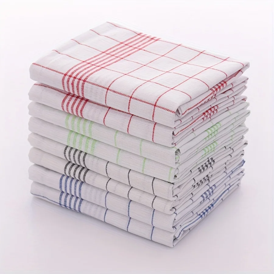 Gemischt 8/10/12 Stück, 45 cm × 60 cm, klassische Küchentücher aus karierter Baumwolle, zum Geschirrspülen, Reinigen und Mehrzweckgebrauch