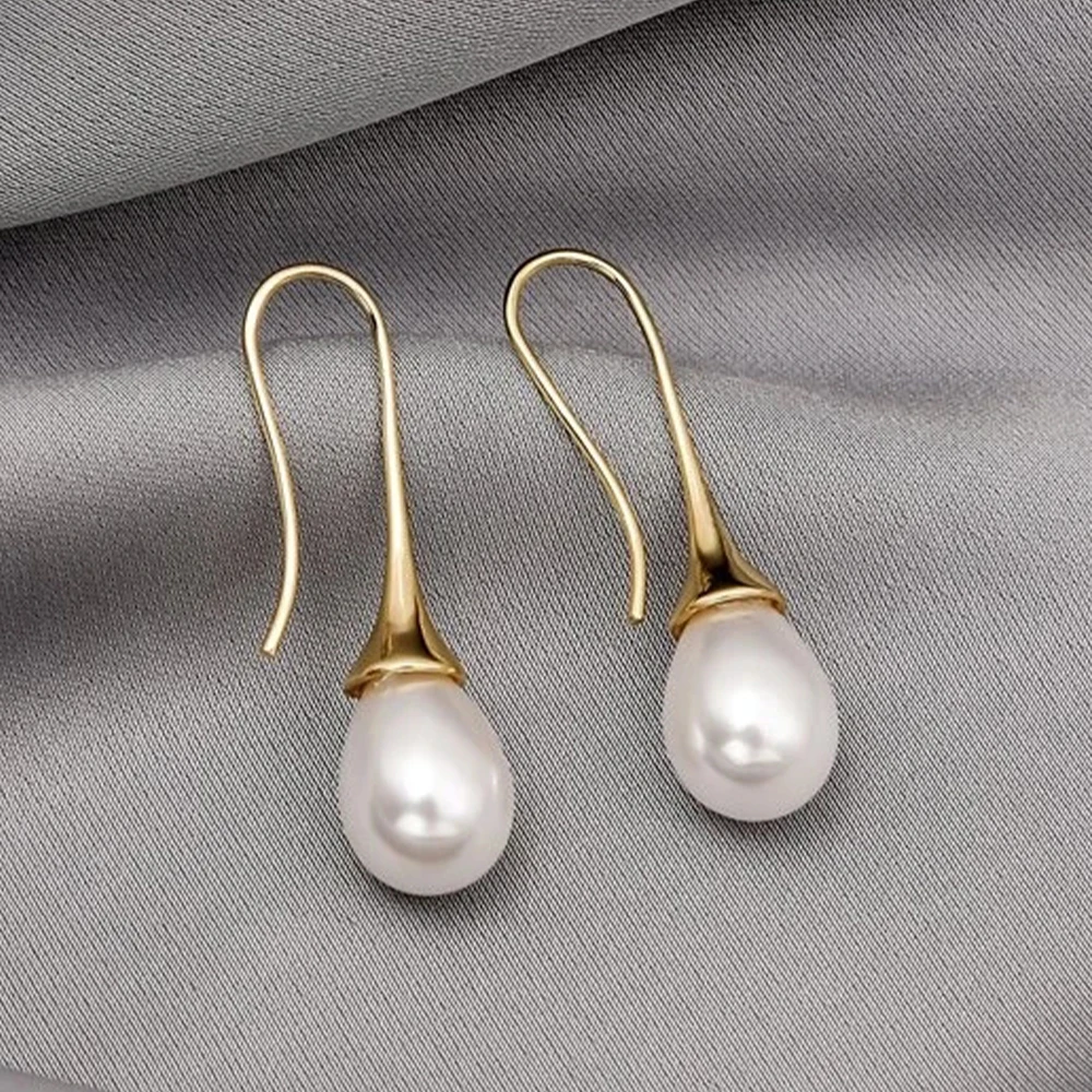 CANNER 925 Silver Vintage Fashion Earrings Temperament Teardrop Shaped Pearl Drop Earrings Classic Personality Versatile Jewelry