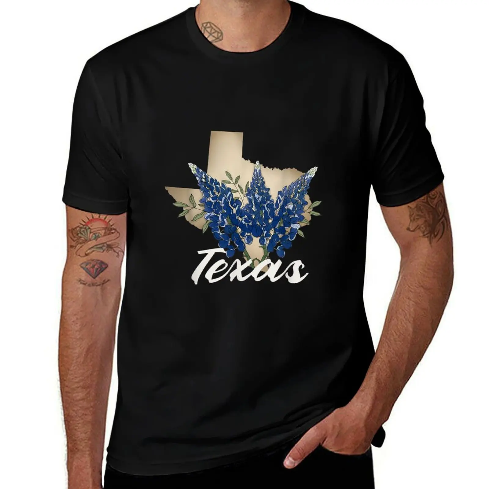 Texas Bluebonnet Pride with Spring Wildflowers T-Shirt Functional Casual Short Sleeve Tee