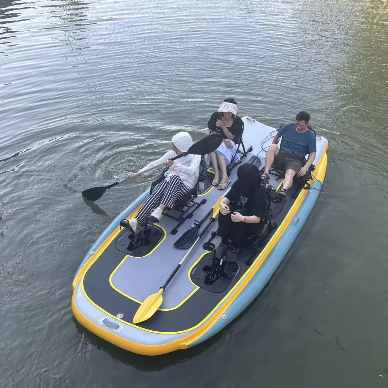 Vicking PVC Light Weight Eco-Friendly Inflatable Kayak Water Recreation Boat Engine Rudder Lake Sea Drifting 4-Person Folding