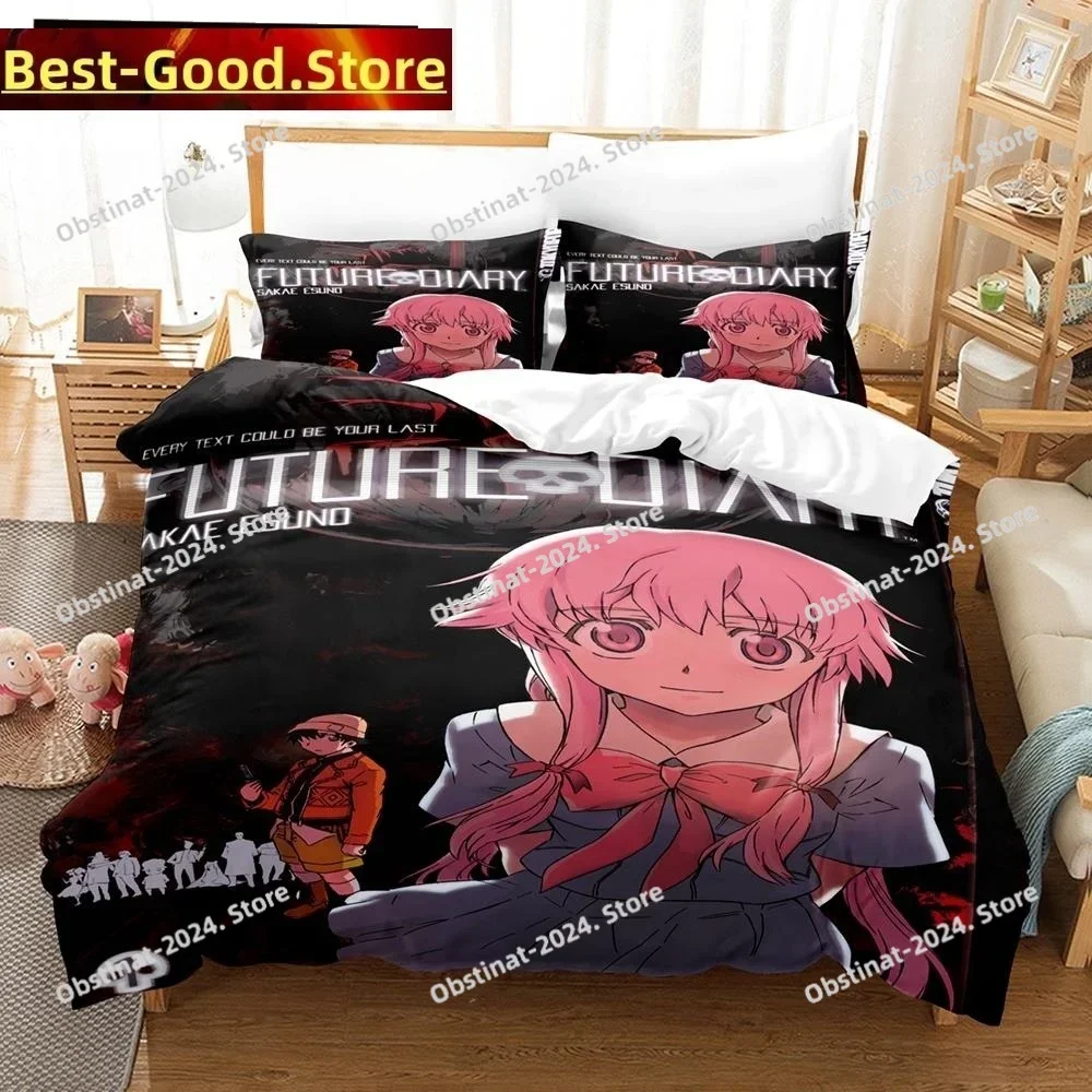 

3D Anime Bed Sheet Future Diaries Mirai Nikki Printed Bed Set Duvet Cover Pillowcase Bedding Set Bed Linen Sheet Quilt Full