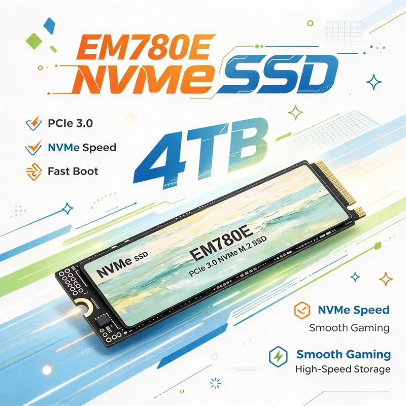 Original EM780E M.2 NVMe SSD, PCIe 3.0 2280 Internal Solid State Drive, 500GB-4TB High Speed SSD Disk for Desktop & Laptop