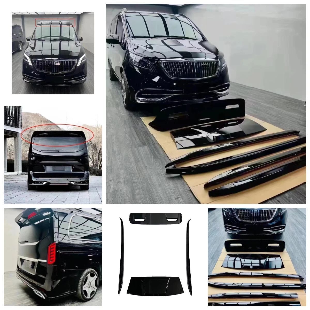 

Suitable for Benz 2014-2020 V Class Vito V260 Three-piece Kit Auto Body Systems High Roof Luggage Rack and Rear Spoiler