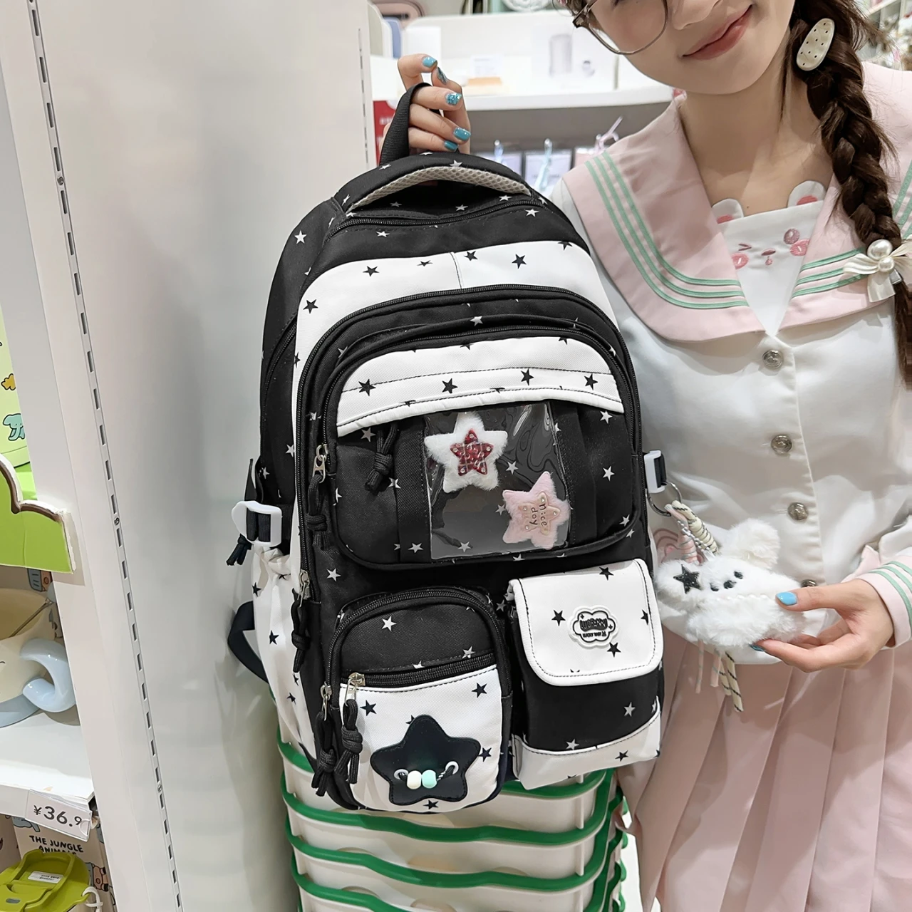 LEFTSIDE Nylon Star Print Backpack 2026 New Fashion Trend Sweet Girls Student School Book Bags Female Travel Back Packs