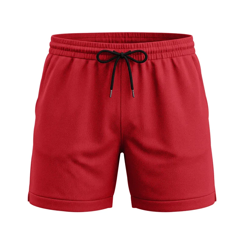 

US size quick-drying rice cloth sports shorts cross-border summer elastic waist double-sided pocket casual five-point pants
