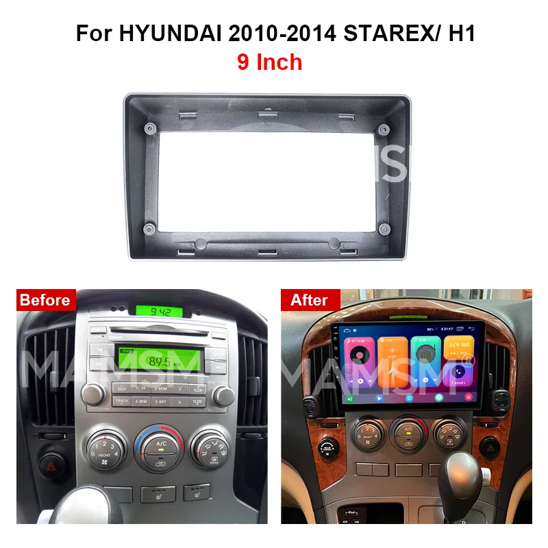 MAMSM For HYUNDAI STAREX/H1 2010-2014 2Din Car DVD Frame Audio Fitting Adaptor Dash Trim Kits Radio Facia Panel Cable Harness