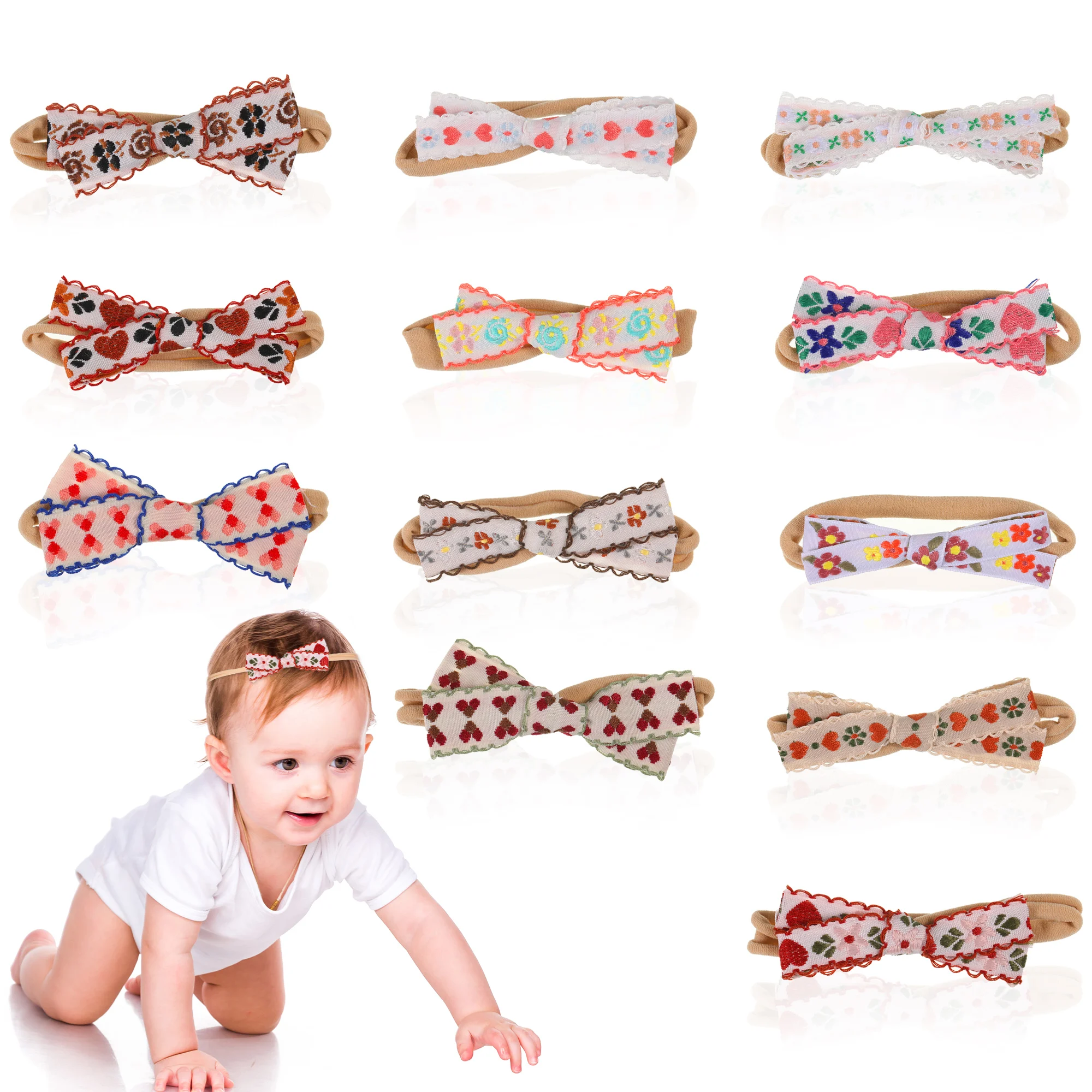 12pieces Compact And Easy To Store Hairbands For Little One Choose Range Of Baby Girl Nylon