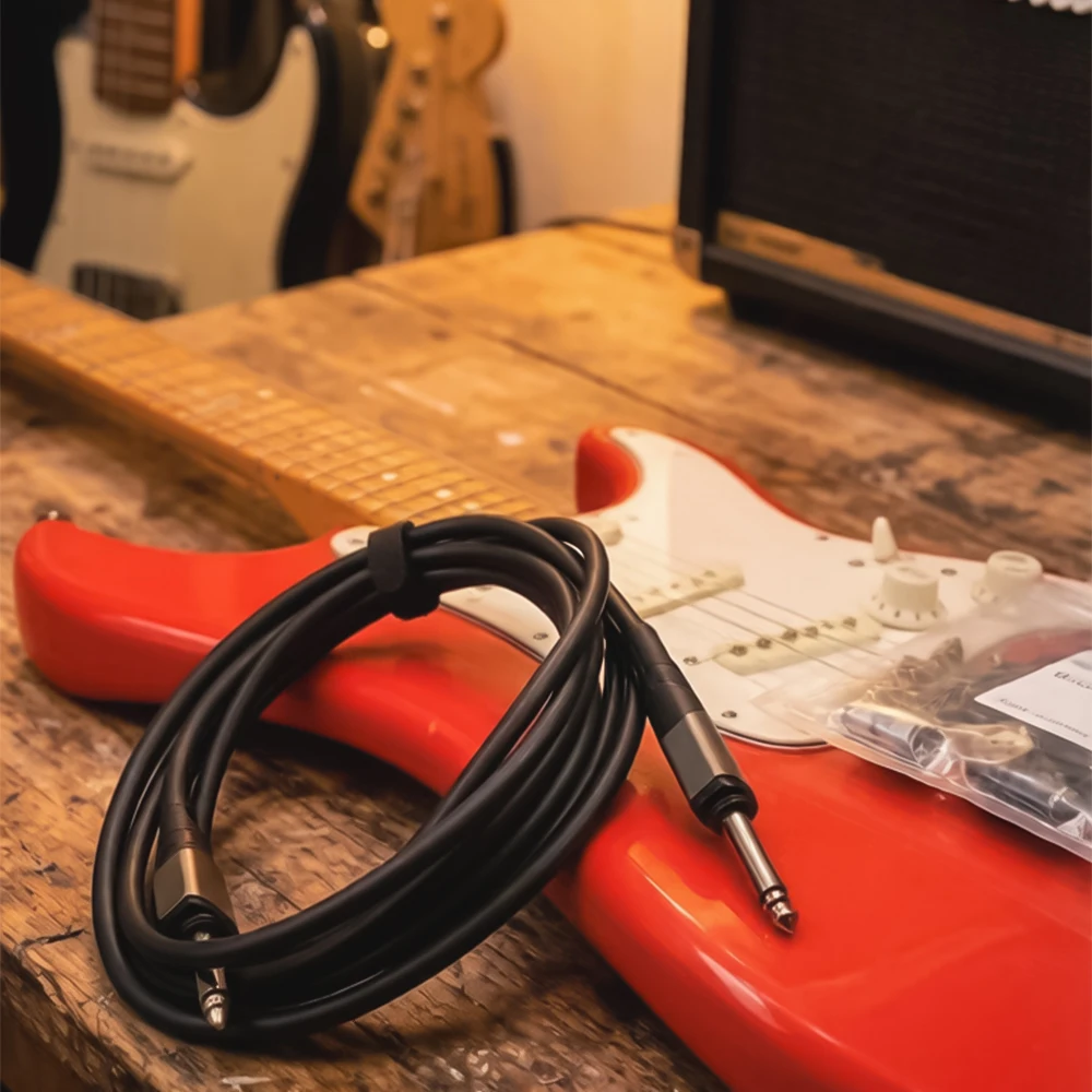 Guitar Cable Instrument Cord for Electric Bass 3m Metal Connector PVC Shielded Low Noise TS Wire for Amp Pedal Keyboard