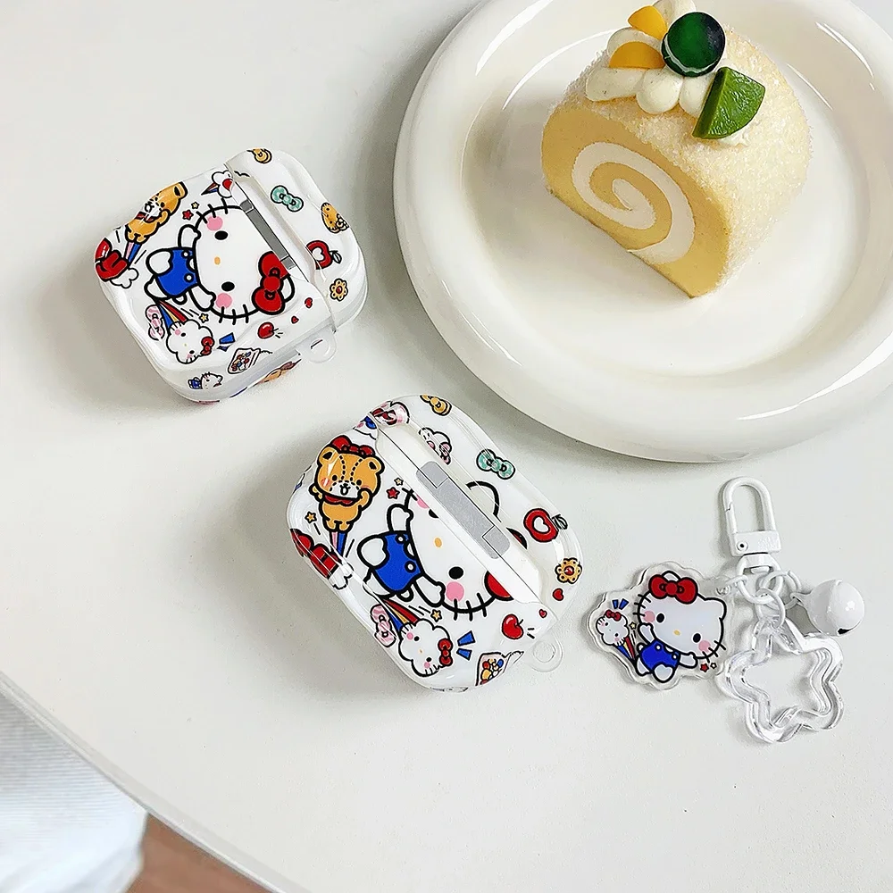เคสหูฟังซานริโอ้ เฮลโล คิตตี้ น่ารัก สำหรับ Airpods 4 2 3 1 Pro 3 2 หูฟังบลูทูธไร้สาย พร้อมจี้ห้อย