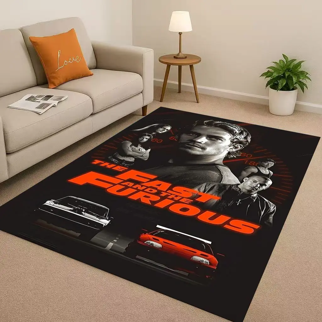

3D Fast F-Furious Vin Diesel Racing Car Living Room Non-Slip Area Rug Carpet for Bedroom Playroom Sofa,Easy Clean Home Doormat