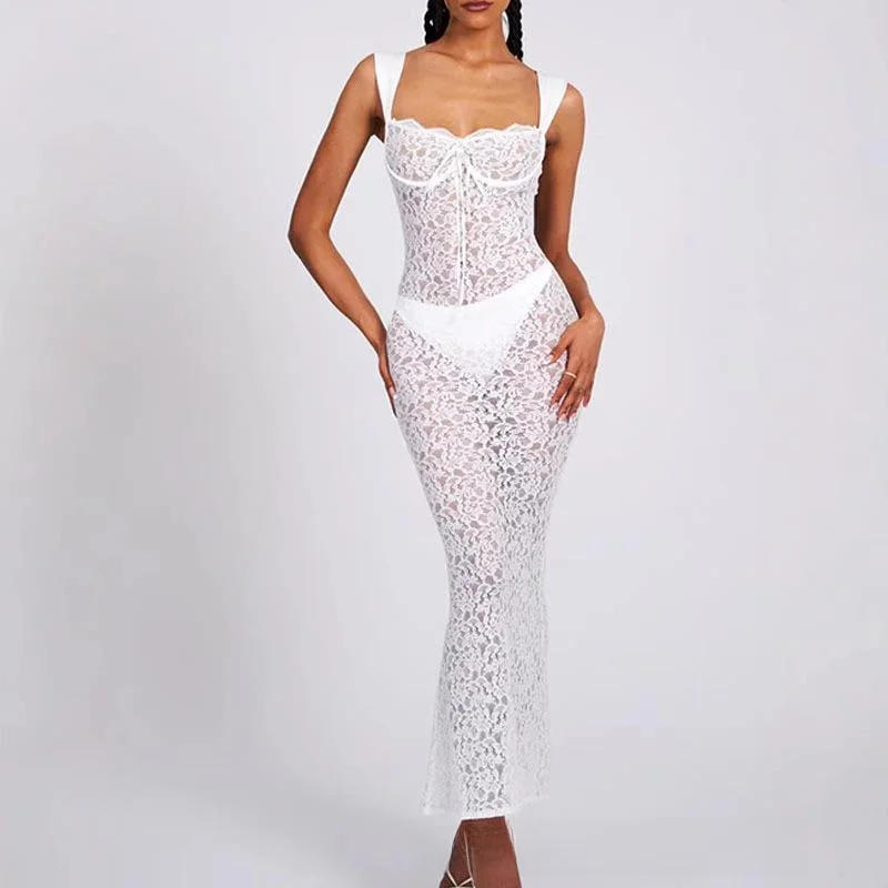 تنورة مثيرة من الدانتيل بحزام شفاف Dr عبر الحدود لربيع وصيف جديد Sle منتصف الخصر تنورة على شكل حرف a بدون Sve للسيدات Faion Dr