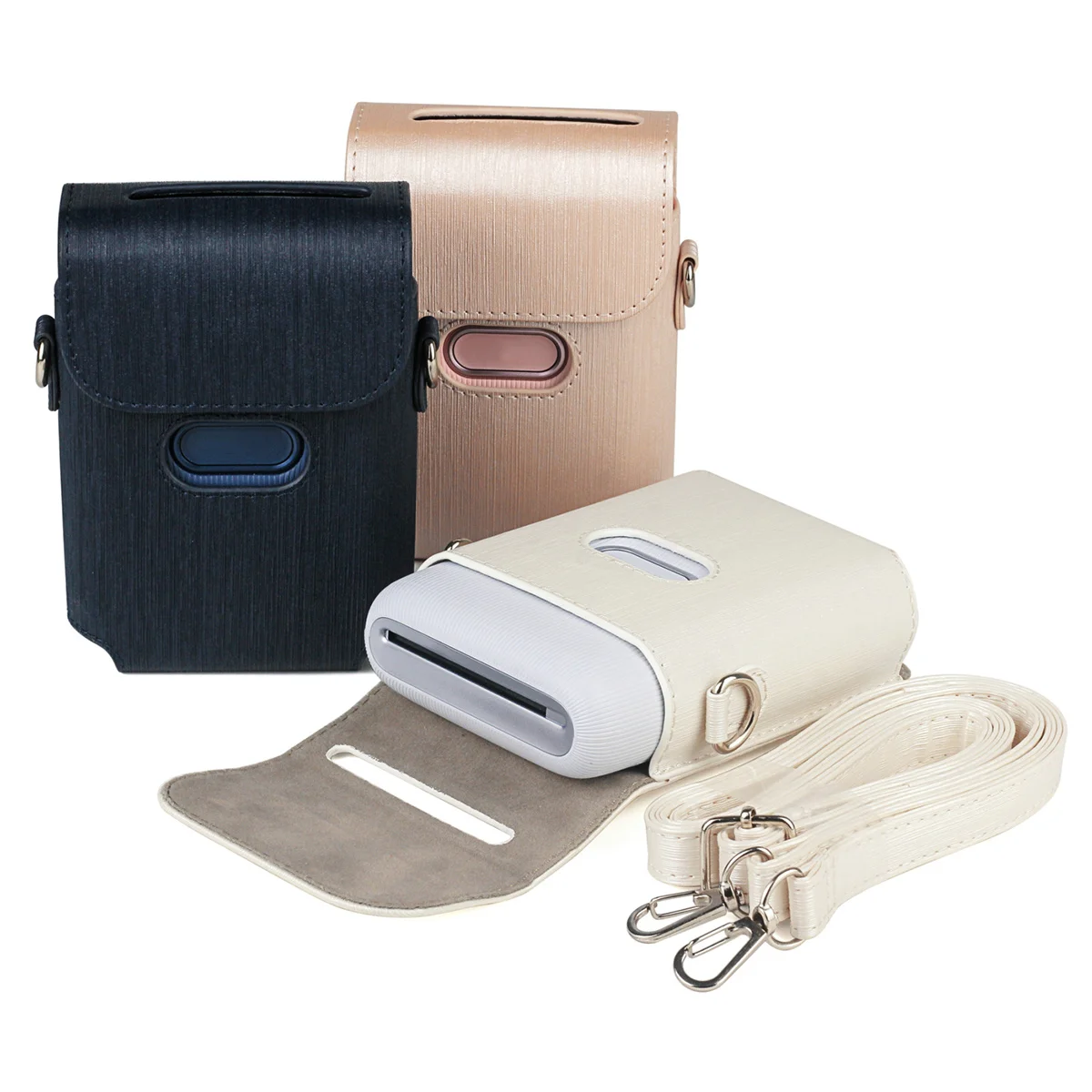 

White Crossbody Camera Bag Stylish PU Mini Shoulder Bag Portable Compatible for Fujifilm Daily Travel