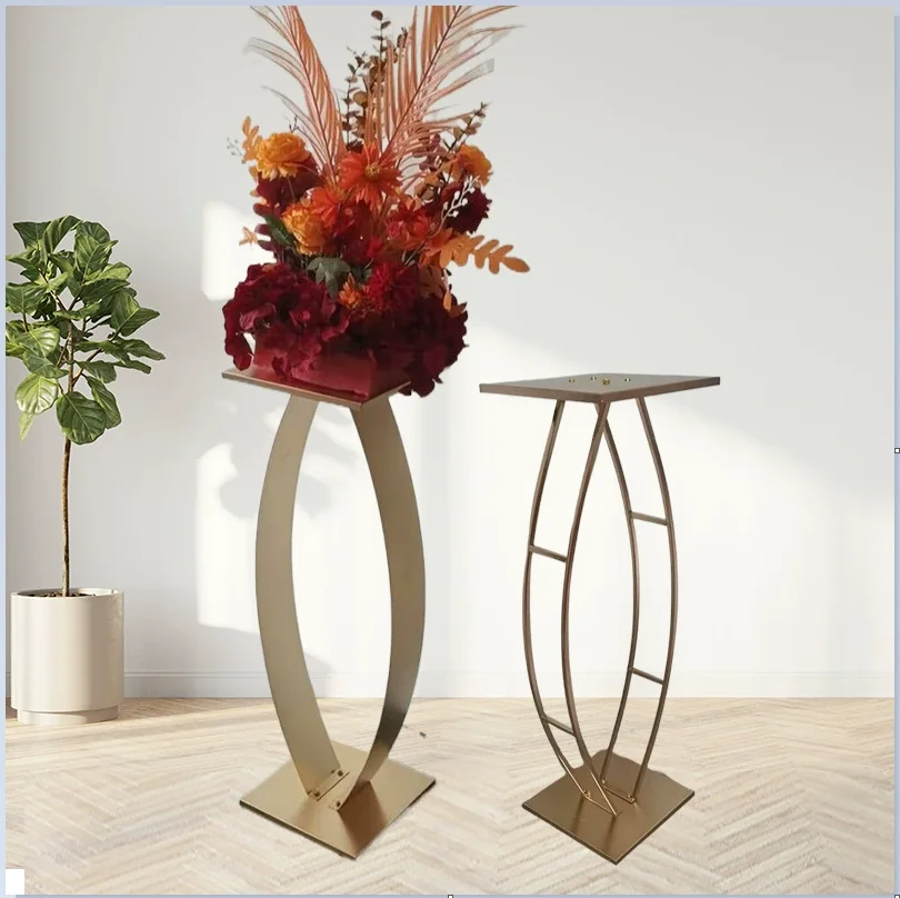 Neuer goldener Blumenständer, Hochzeitsdekoration, Hochzeitsleitfaden, Dekoration für das Hochzeitszentrum – Detail 2