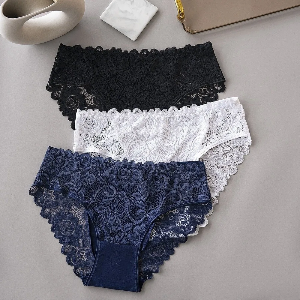 Culottes respirantes taille basse en dentelle sans couture, culottes en maille ajourée ultra-fines, lingerie féminine pour femme et jeune fille