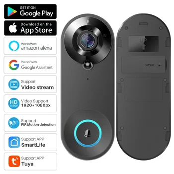 Akıllı Video kapı zili kamera 1080P WiFi Video interkom kapı zili kamera iki yönlü ses Alexa Echo Show Google ev ile çalışır