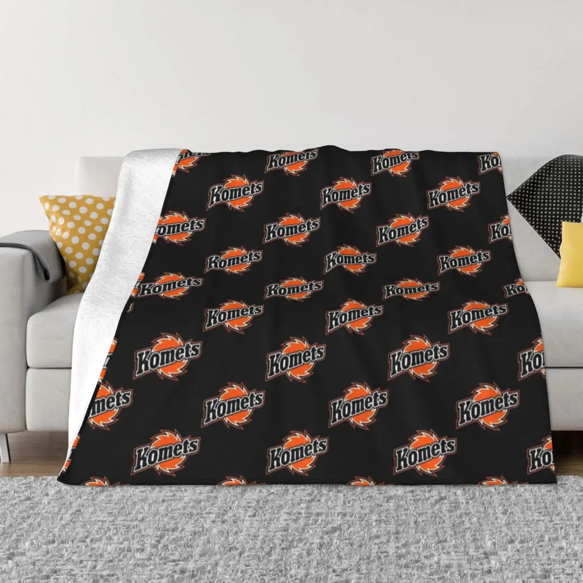 Fort Wayne Komets Ice Hockey Throw Blanket Hairy Flannel Hair Blankets