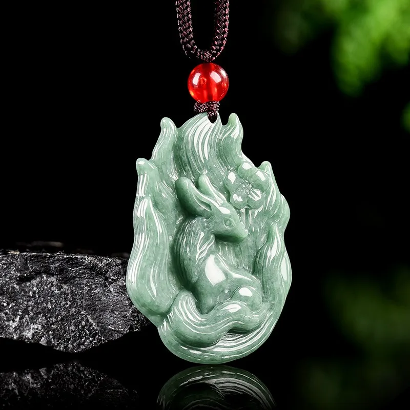 

TIMESWIND натуральное нефритовое зеленое женское ожерелье трапециевидной формы с резным цветком лисы и сертификатом