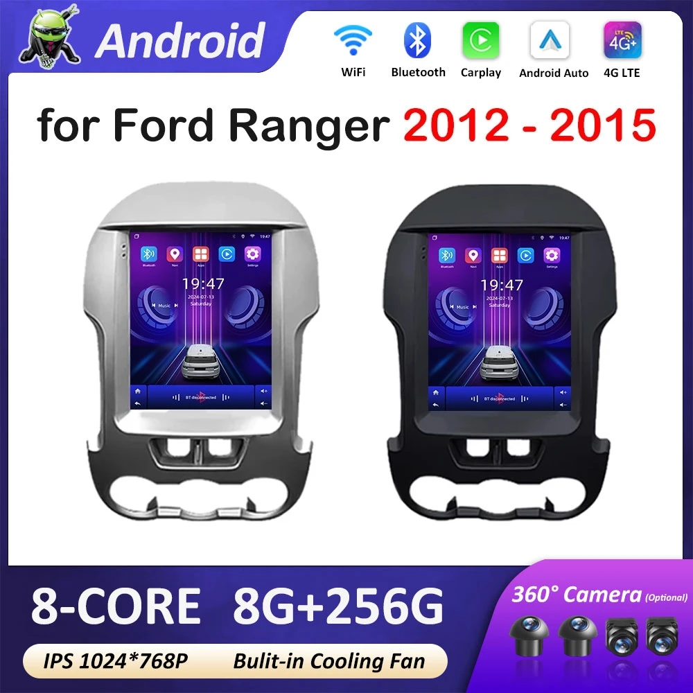 Wireless Carplay GPS Navi for Ford Ranger 2012 2013 - 2015 Android 14 Car Video Multimedia Player HD Touch Screen DSP Stereo