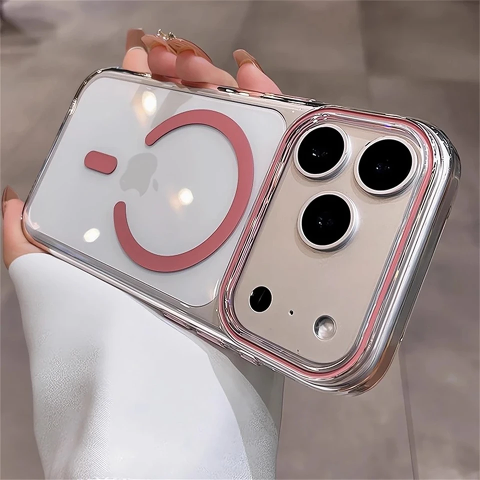 Funda Transparente Ultra Delgada Rígida PC Magsafe para iPhone 17 Pro Max Air 13 14 15 16 Plus a Prueba de Golpes 4