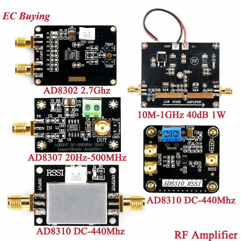 RF Amplifier AD8302 2.7Ghz AD8307 20Hz-500MHz AD8310 DC-440Mhz Medium Power 10M-1GHz 40dB 1W Amplitude Phase Detection Module