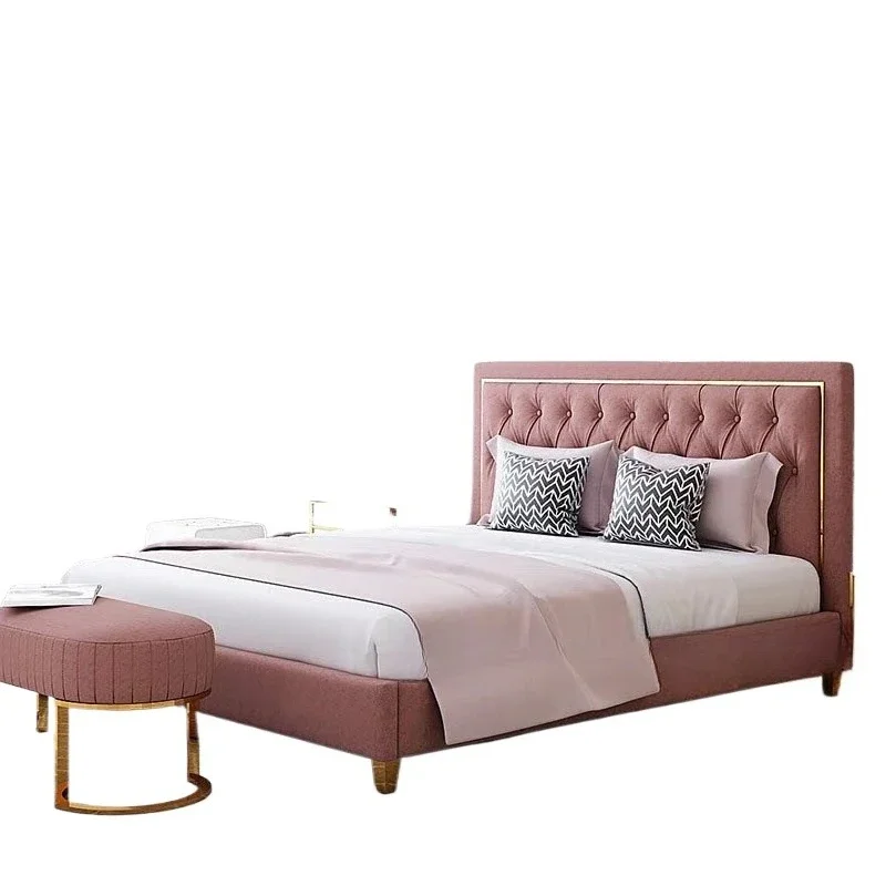 

Furniture Light Luxury Post-Modern Fabric Box Model Room Fashion Soft Bag Bed Bedroom Double Wedding Bed