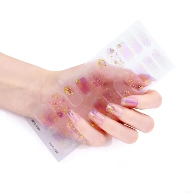 R3MF 20ピース/シート女性用マニキュアストリップ自己粘着マニキュアステッカー