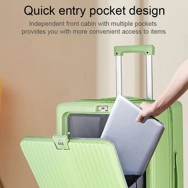 New Three Layer Composite PC Suitcase Carry On Rolling Luggage with USB Port Boarding Cabin Cup Phone Holder 20 22 24 26 Inch