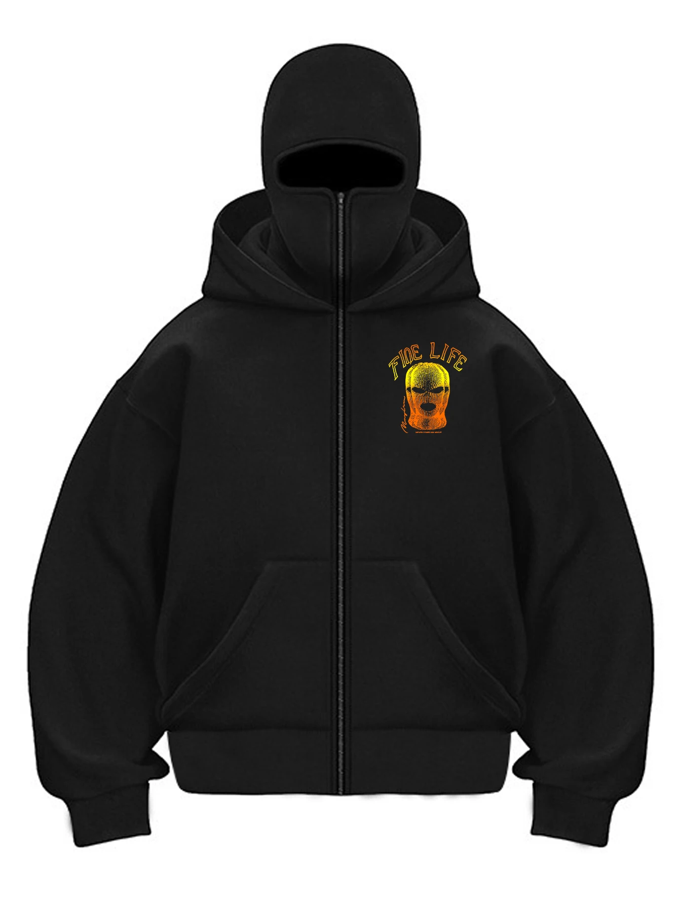 

Мужская толстовка-балаклава Y2K оверсайз на молнии с принтом, уличная одежда, повседневная теплая зимняя куртка