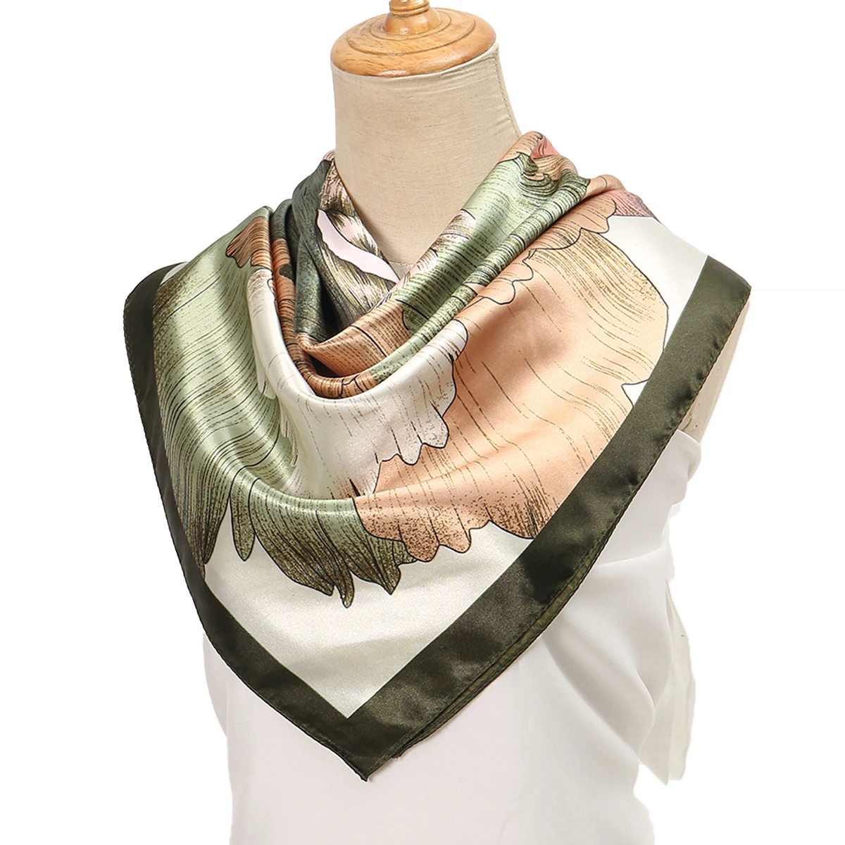 90*90cm Satin Silk Square Scarf Woman Fashion Kerchief Neck Head/Hair Scarves Bandana Handkerchief Floral Printed Headscarf