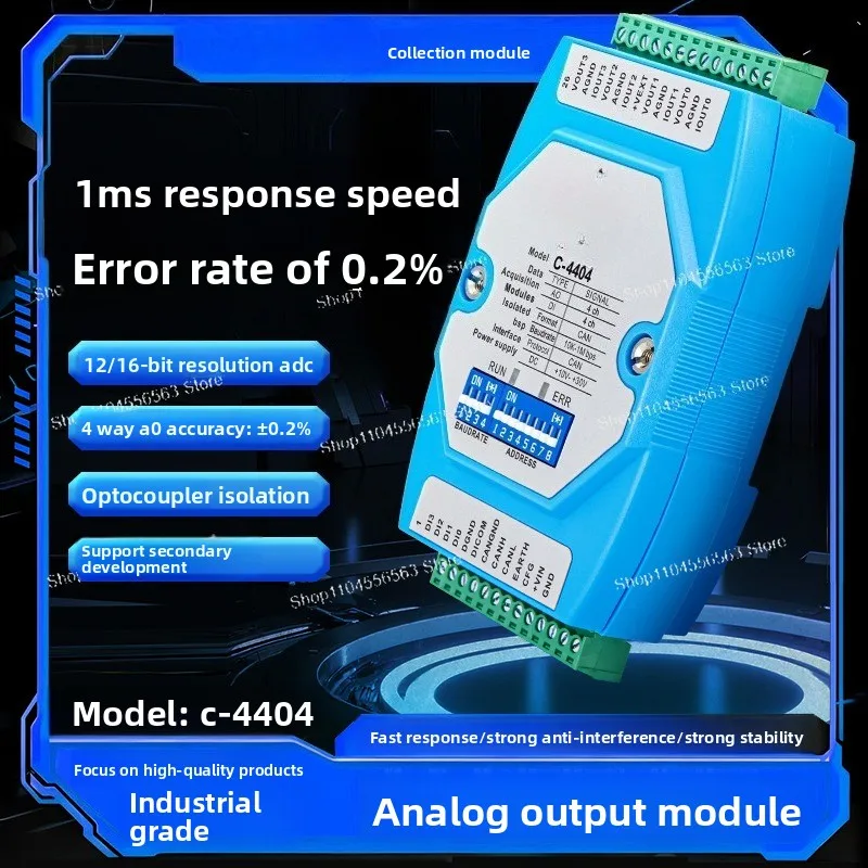 CAN Bus to Analog Output Module, 4-20mA 0-10V with Digital I/O & CANFD