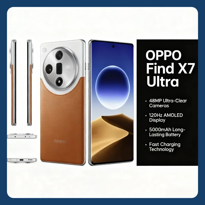 هاتف OPPO Find X7 الذكي بدقة 50 ميجابكسل وكاميرا فائقة بشاشة 6.82 بوصة AMOLED 120 هرتز وشحن سريع 100 وات وبطارية 5000 مللي أمبير في الساعة إصدار عالمي غير مقفول #1