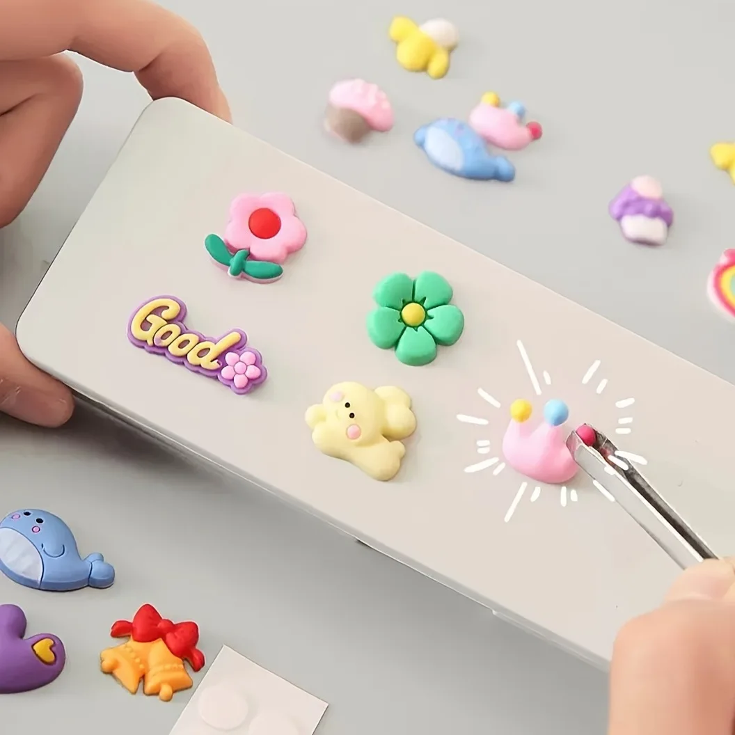 สติกเกอร์ยางนิ่มลายดอกไม้และสัตว์แบบ DIY 100 ชิ้น - อุปกรณ์เสริมงานฝีมือสำหรับเคสมือถือ ที่ใส่ดินสอ แก้วน้ำ และกิ๊บติดผม