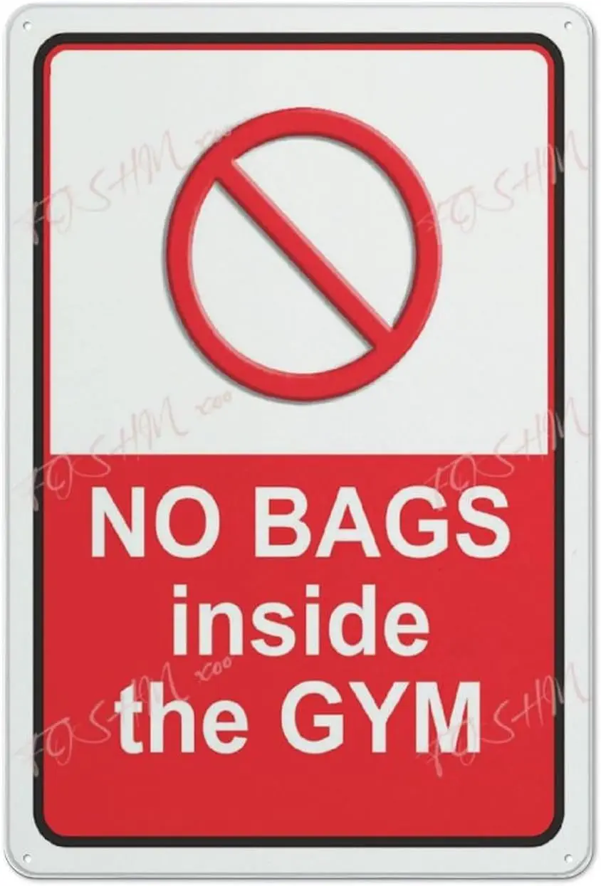 Placetas de metal sin bolsas dentro del gimnasio advertencia roja aviso educado uso interior y exterior señal de advertencia de seguridad 12 "X 8" # signo signo