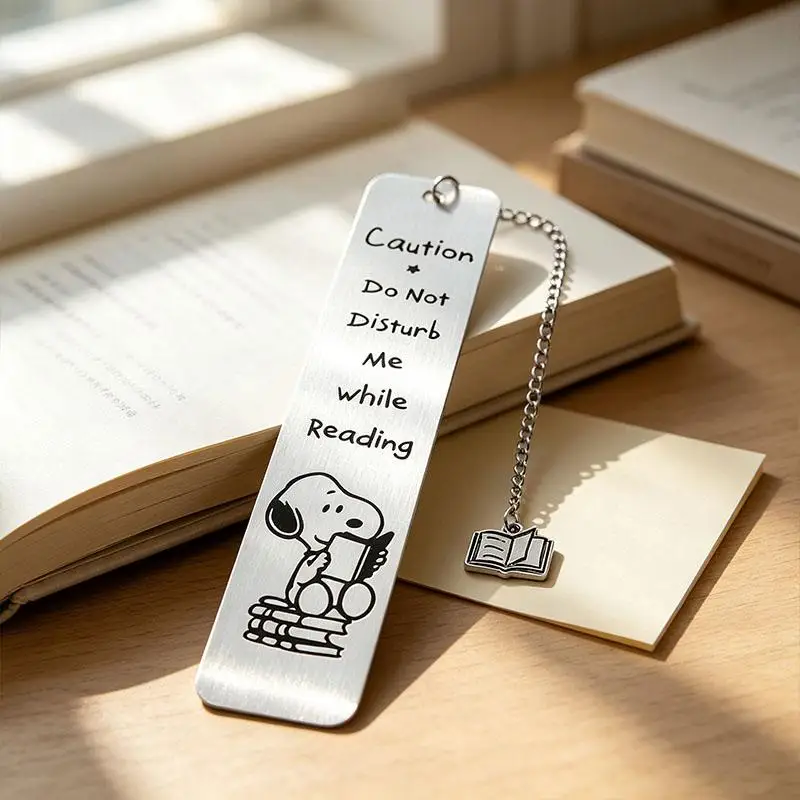 Kawaii Snoopys Reading Bookmark with Book Ornament Engraved Don't Disturb Me While Reading Cute Birthday Gifts