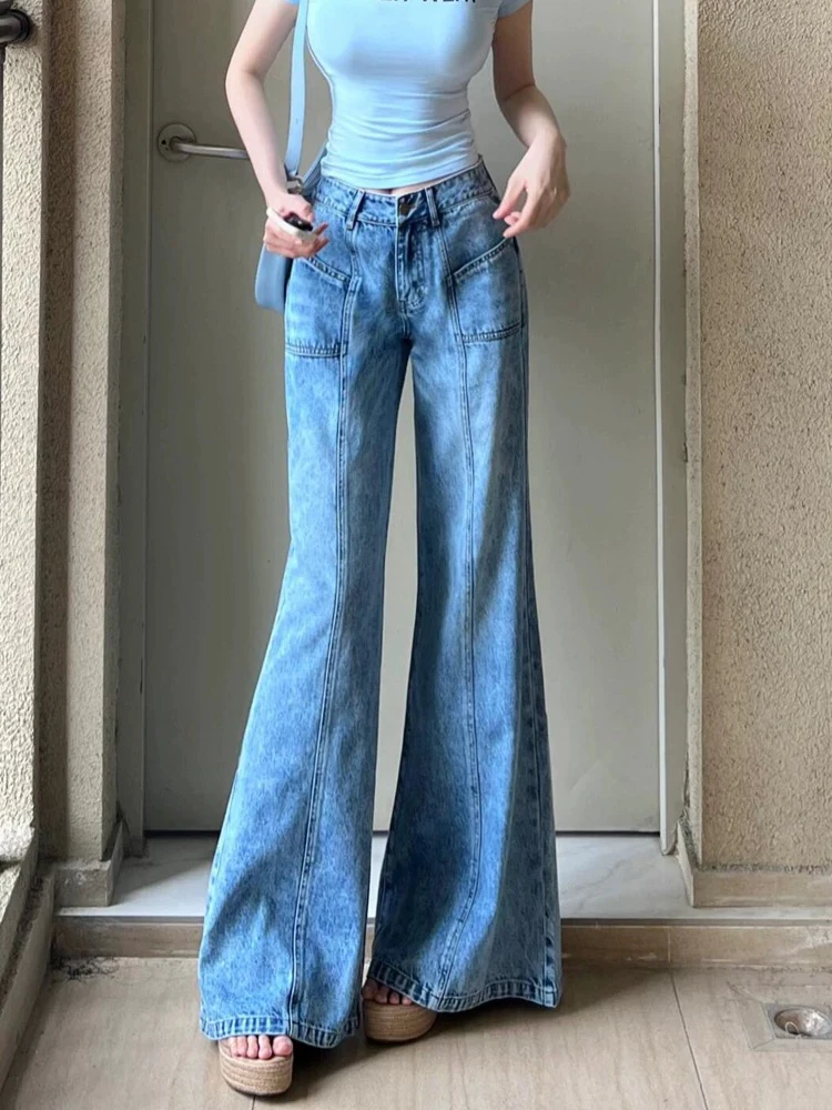 

American Retro Slim Women Jeans Tie Dye Autumn New High Waist Woman Jeans Fashion Street Loose Wide Leg Pants Female Chicly