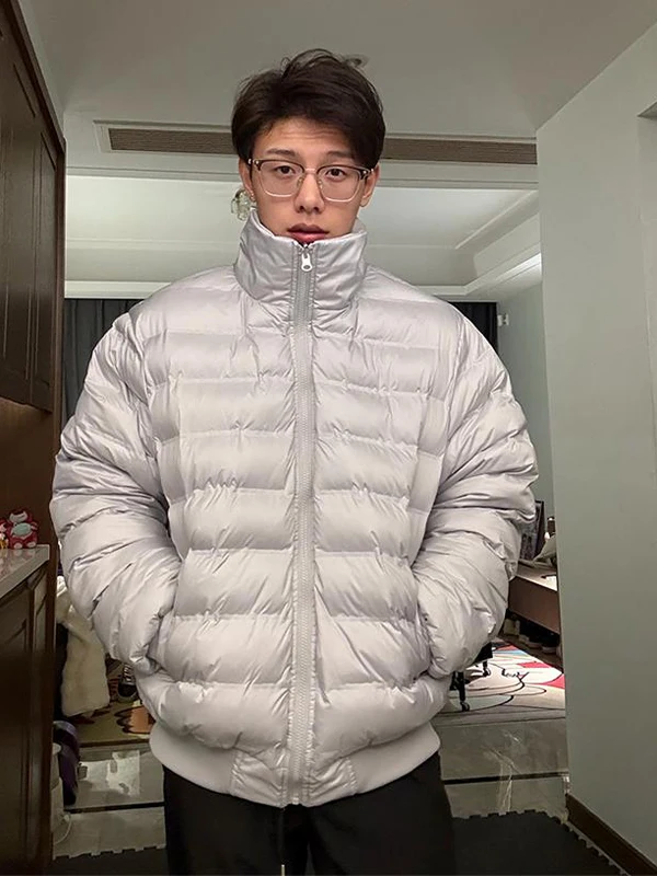 

Двусторонняя утепленная хлопковая куртка для мужчин с воротником-стойкой, зимняя теплая верхняя одежда, приталенный крой, длинная модель